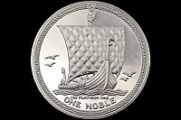 1 Noble 1 Onça Platina Navio Viking 1986 Ilha de Man 