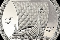 1 Noble 1 Onça Platina Navio Viking 1986 Ilha de Man 