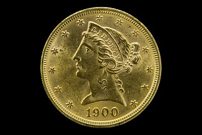5 Dólares Meia Águia Cabeça da Liberdade 1900 EUA