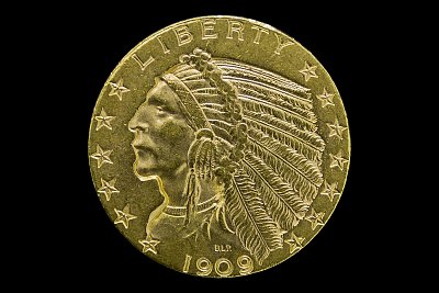 5 Dólares Meia Águia Cabeça de Índio 1909 D EUA