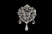 Alfinete Flor Pérolas Brilhantes