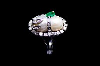 Anel Brilhantes Esmeralda Pérolas