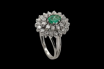 Anillo Diamantes Esmeralda