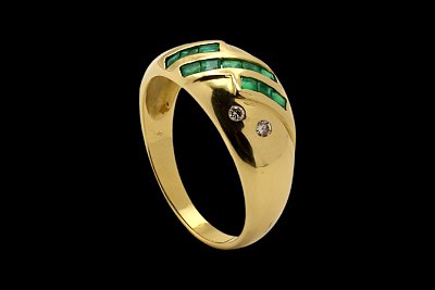 Anel Brilhantes Esmeraldas