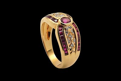 Anel Brilhantes Rubis