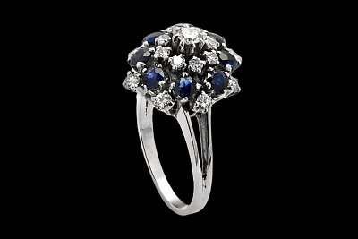 Anillo Diamantes Zafiros