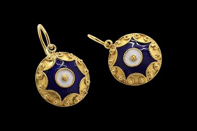 Pendientes Esmalte Azul Blanco