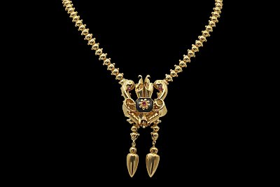 Onyx Pink Zirconias Bow Necklace