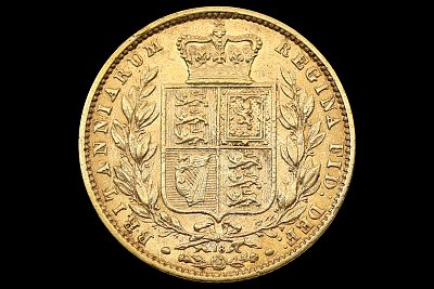 Libra Vitória Solteira com Pucho Brasão 1869 Grã-Bretanha 