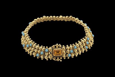 Orange Zirconia Turquoises Bracelet