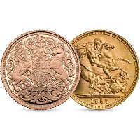 La Reina Isabel II y SM el Rey Carlos III Juego 2 Monedas en Oro