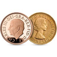 La Reina Isabel II y SM el Rey Carlos III Juego 2 Monedas en Oro